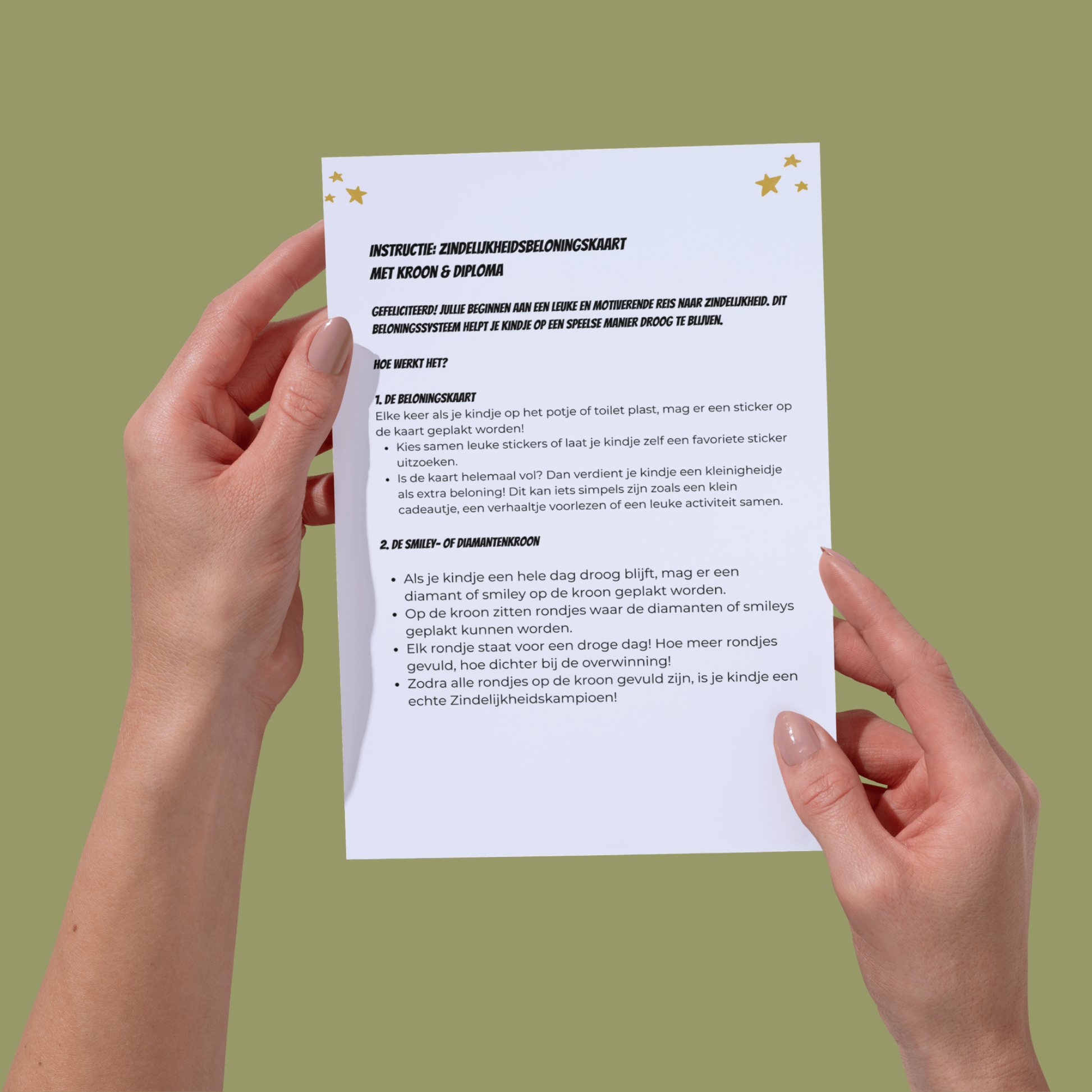 Tekstblad met tips en en uitleg om zindelijk te worden