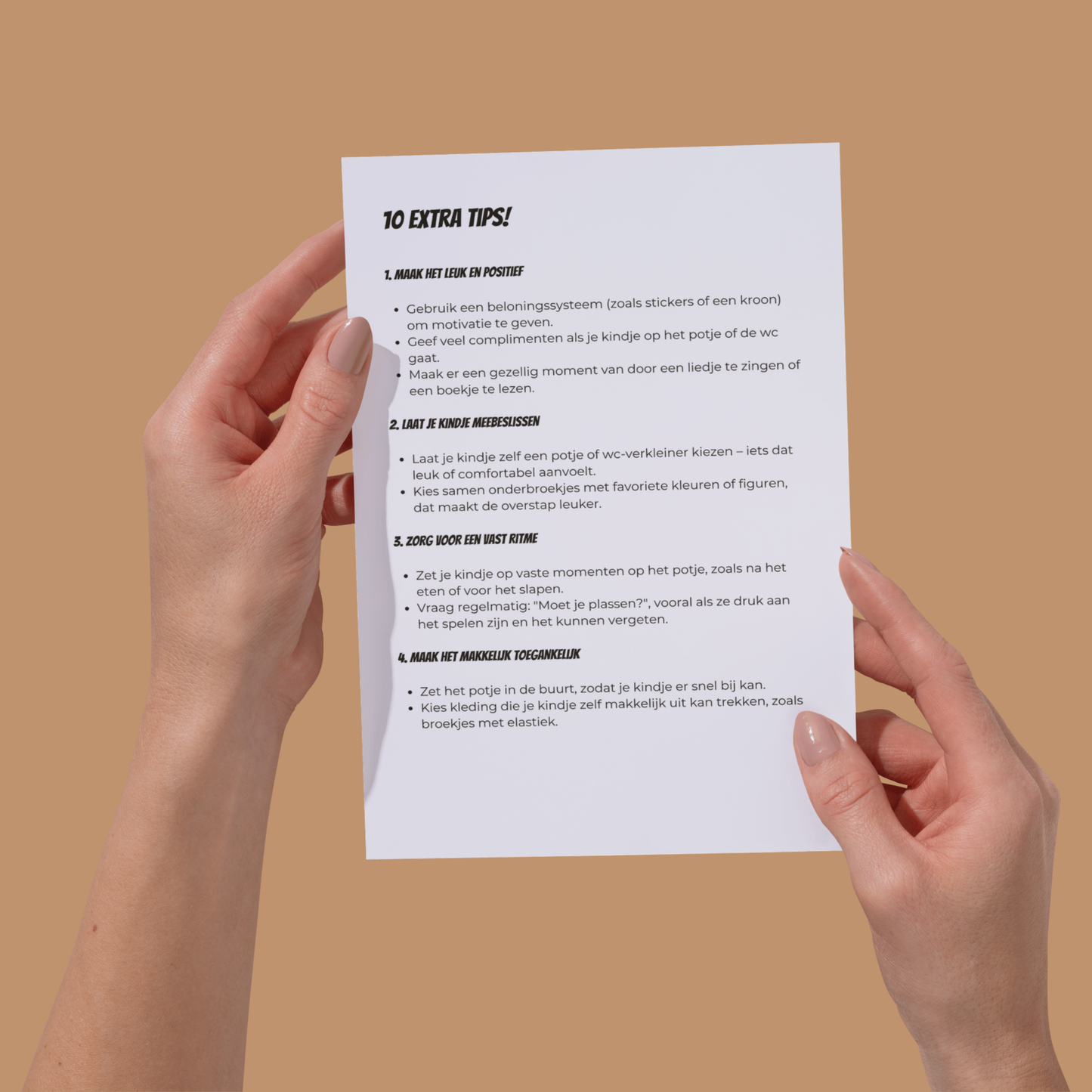 A4 met 10 tips om zindelijk te worden